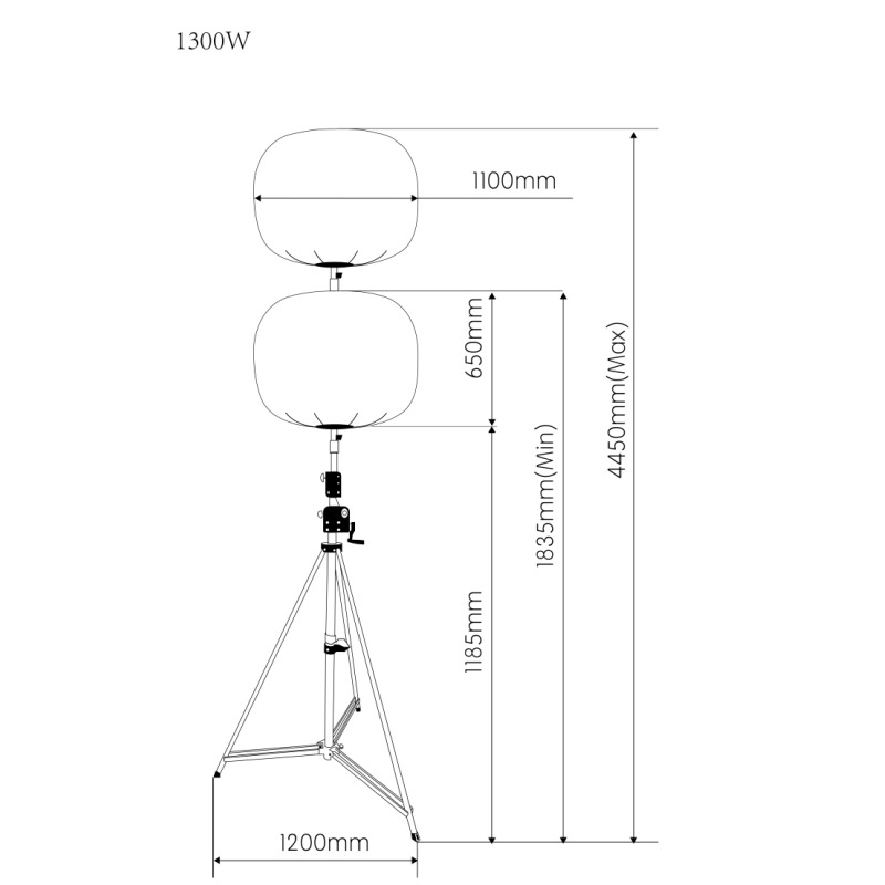 1300w height