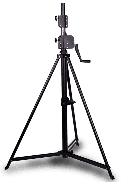 large tripod stand with hand crank
